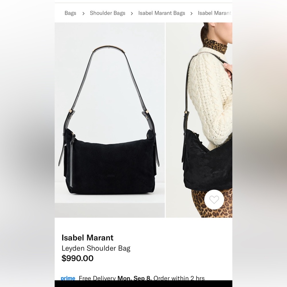 Isabel Marant Leyden Suede Black Shoulder Bag